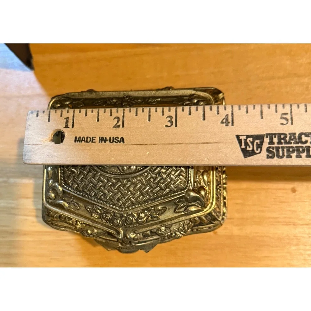 Vintage Small Jewelry Box Gold Tone Floral Footed Trinket Box Made in Japan
